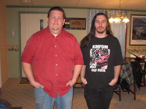 Nathan Stout and Chris McGinty standing still for the television show according to whim