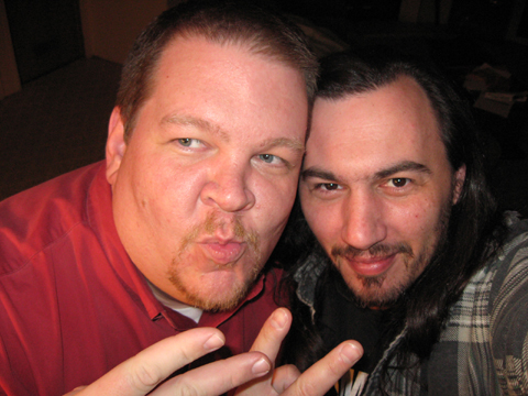 Nathan Stout and Chris McGinty posing like they are on myspace for the according to whim photo shoot