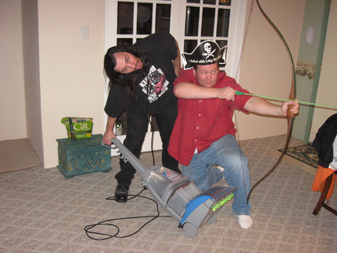 Chris McGinty and Nathan Stout posing for public access television pictures