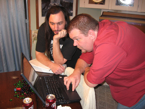 Nathan Stout and Chris McGinty working on editing according to whim - the television show